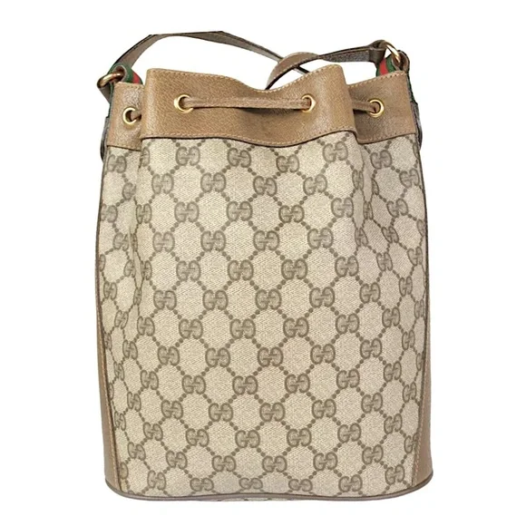 GUCCI Vintage Sherry Line GG Web Drawstring Shoulder Bag - Picture 2 of 15